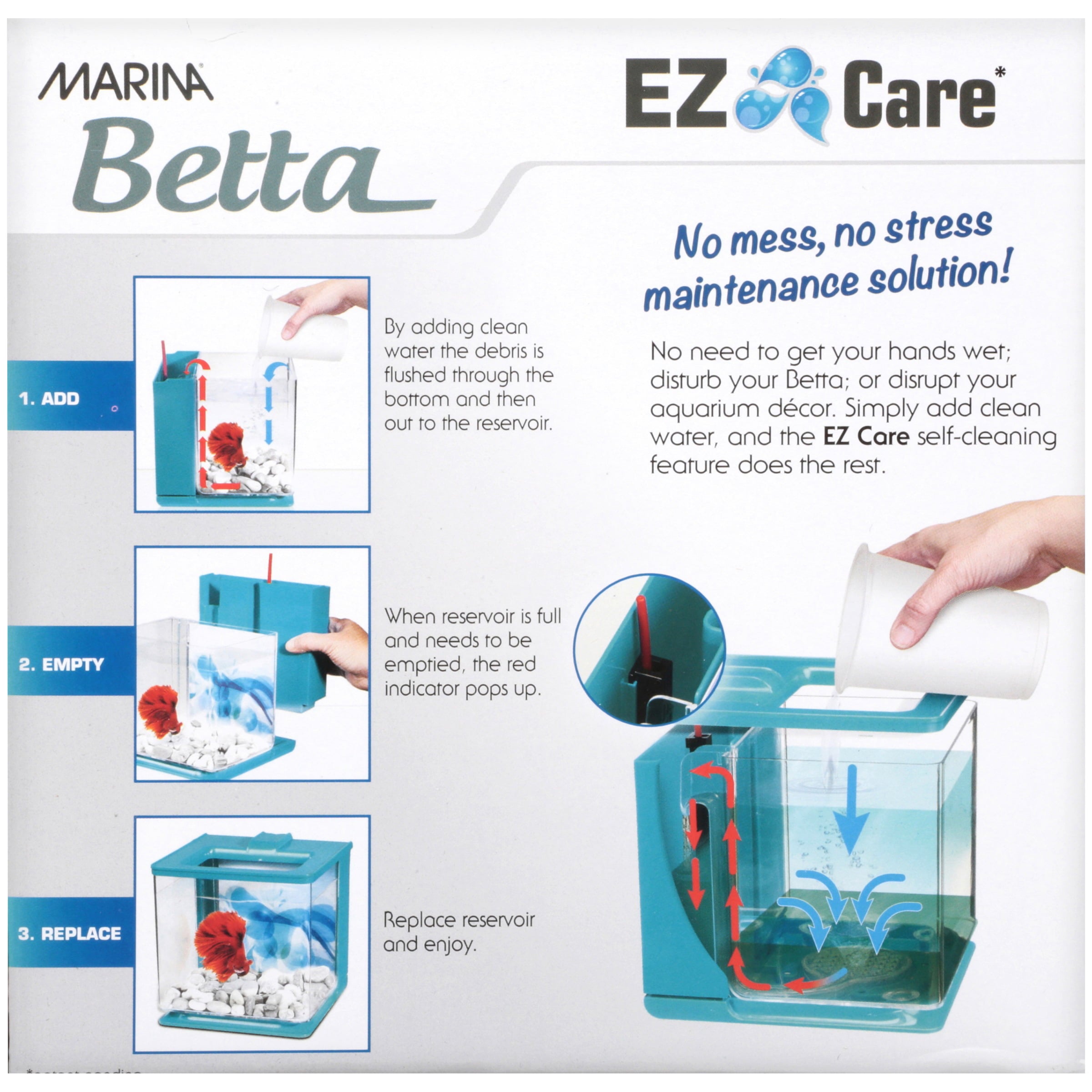 Marina Betta EZ Care 0.7-Gallon Aquarium Starter Kit， Blue