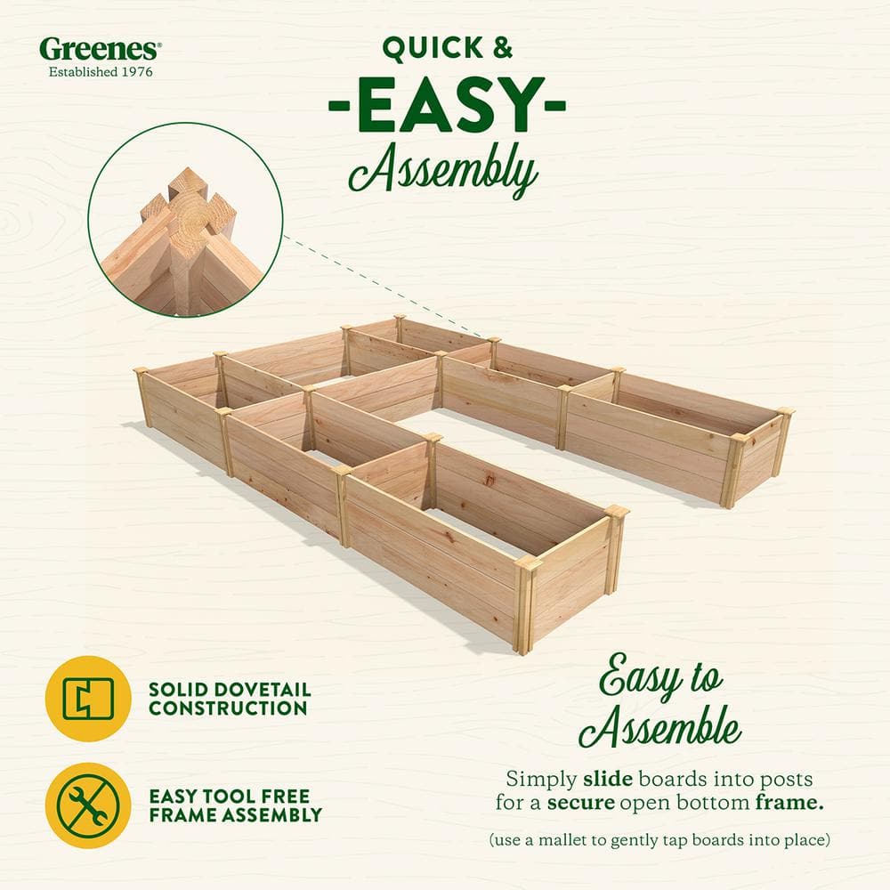 Greenes Fence 8 ft. x 12 ft. x 16.5 in. Premium Cedar U-Shaped Raised Garden Bed RCUSB8X12