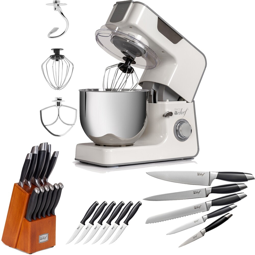 Deco Chef 5.5QT Kitchen Stand Mixer  8 Speed and 12 Piece Knife Set