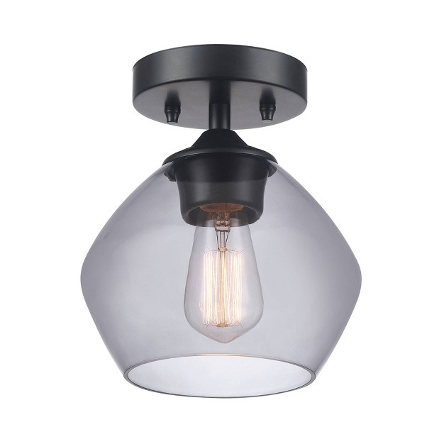 Harrow 1 light Semi flush Mount Ceiling Lighting With Smoked Glass Shade Globe Electric