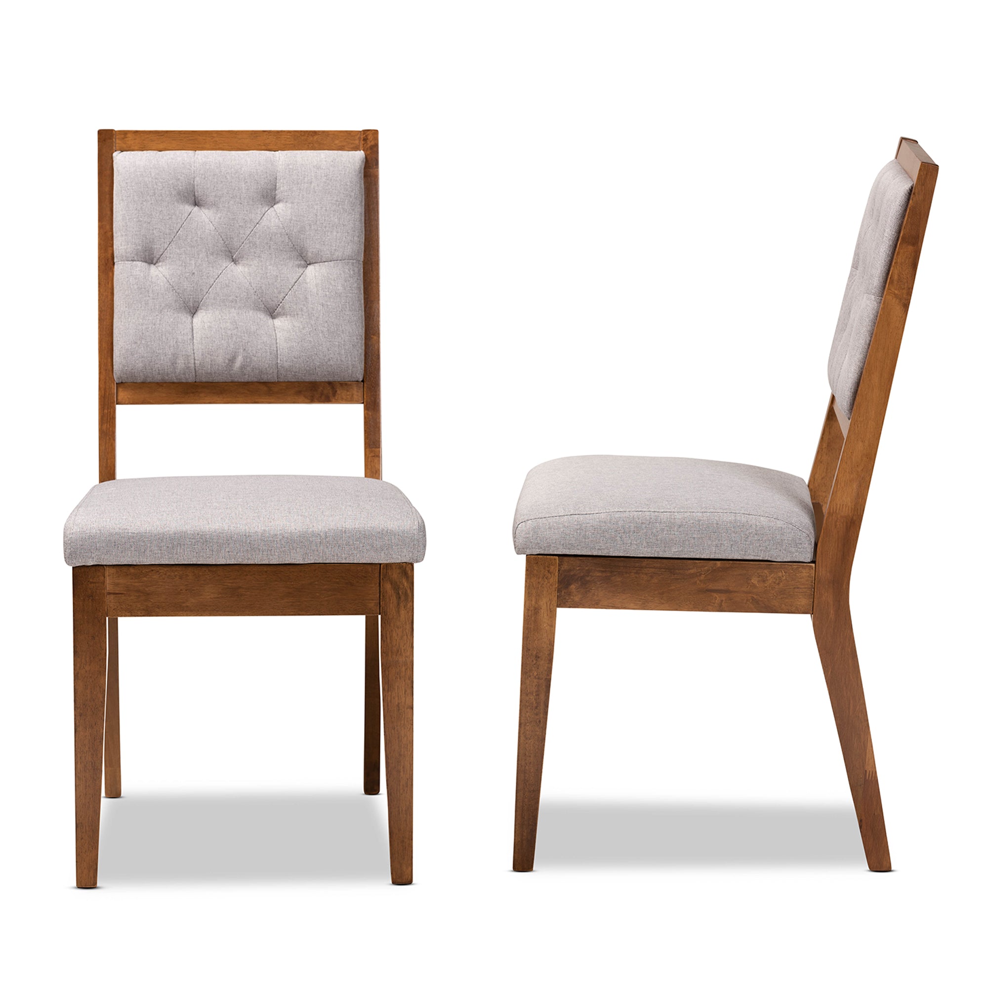 Baxton Studio Gideon Dining Chair， Set of 2， Grey and Walnut Brown