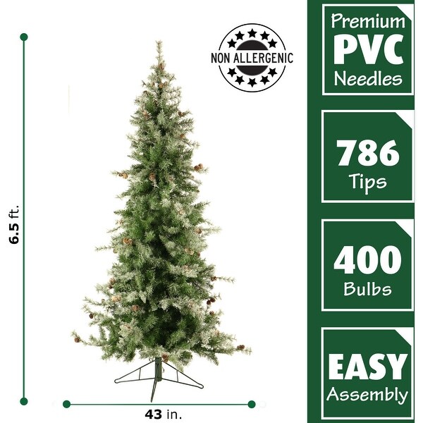 Fraser Hill Farm 6.5 Ft. Buffalo Fir Slim Artificial Christmas Tree with LED String Lighting