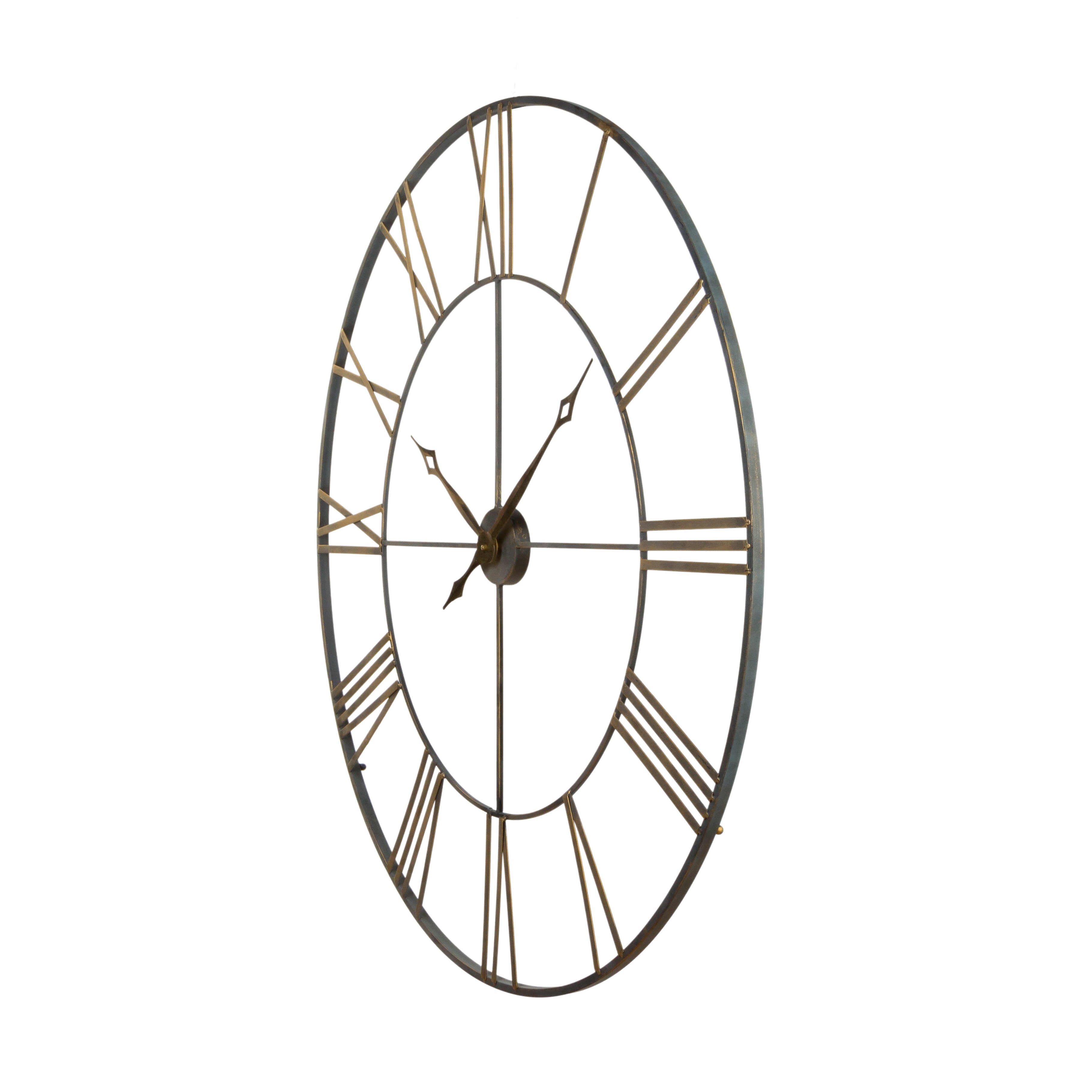 Aspire Home Accents Gold Brass Analog Bedford 40 in. Round Metal Wall Clock