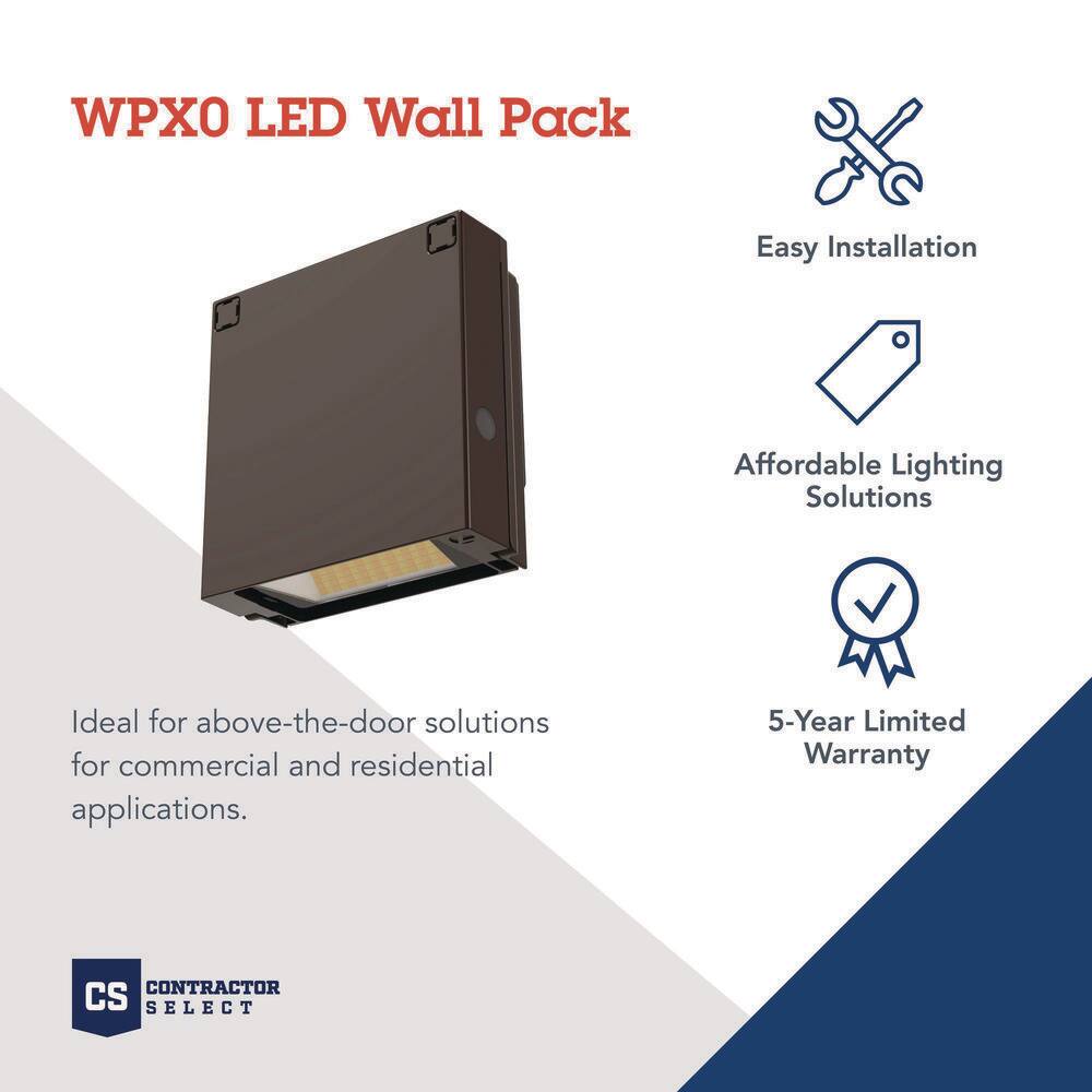 Juno WPX0 70-Watt Equivalent Integrated LED Dark Bronze Switchable Lumens CCT and Photocell Wall Pack Light WPX0 LED ALO SWW2 MVOLT PE DDBXD