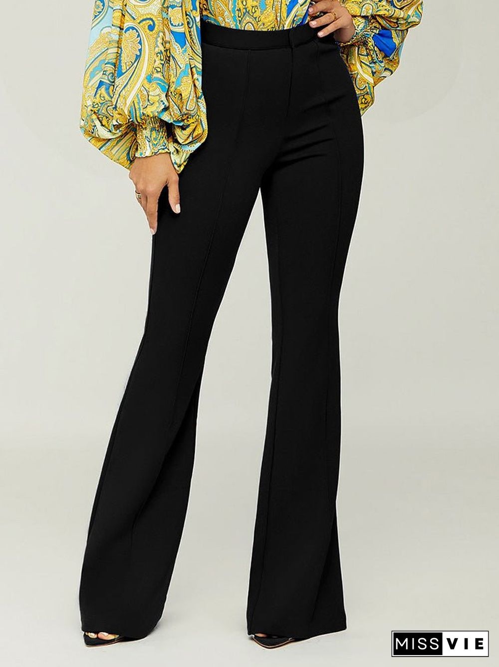 Women'S Pants Solid Slim High Waist Flared Pants