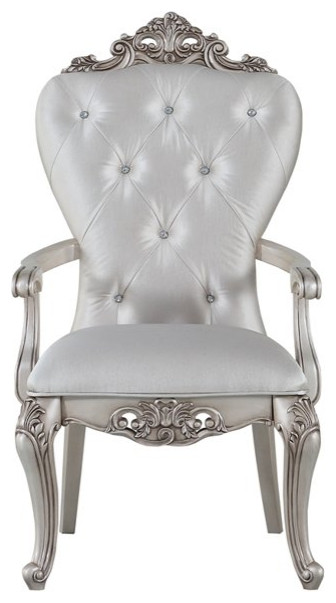 Set of 2  Accent Chair  Cabriole Legs  Crystal Button Tufted Back  Antique White   Victorian   Armchairs And Accent Chairs   by Declusia  Houzz