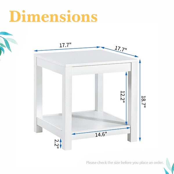 2-Tier End Table with Storage Shelf， Wood Side Table for Living Room - 17.7”