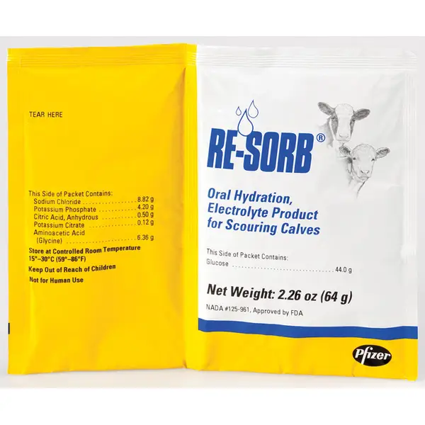 Re-Sorb Oral Hydration Electrolyte Product for Scouring Calves