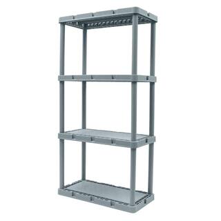 GRACIOUS LIVING Knect-A-Shelf Gray 4-Tier Resin 12 in. x 2 in. x 24 in. Light Duty Storage Shelving System (2-Pack) 2 x 91081-1C