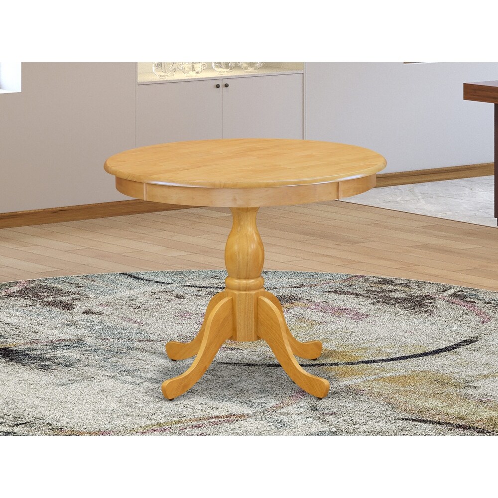 East West Furniture Dining Room Table   a Round kitchen Table Top with Pedestal Base  (Finish Options Available)