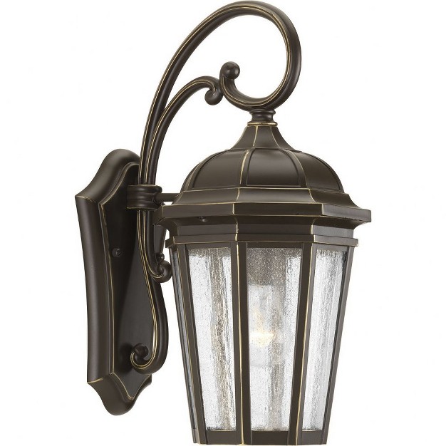 Progress Lighting Verdae 1 light Outdoor Wall Lantern In Antique Bronze With Clear Seeded Glass