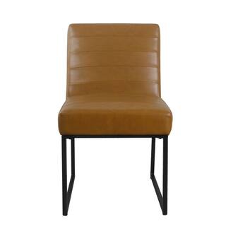 Homepop Channeled Carmel Faux Leather Metal Dining Chair K8614-E905