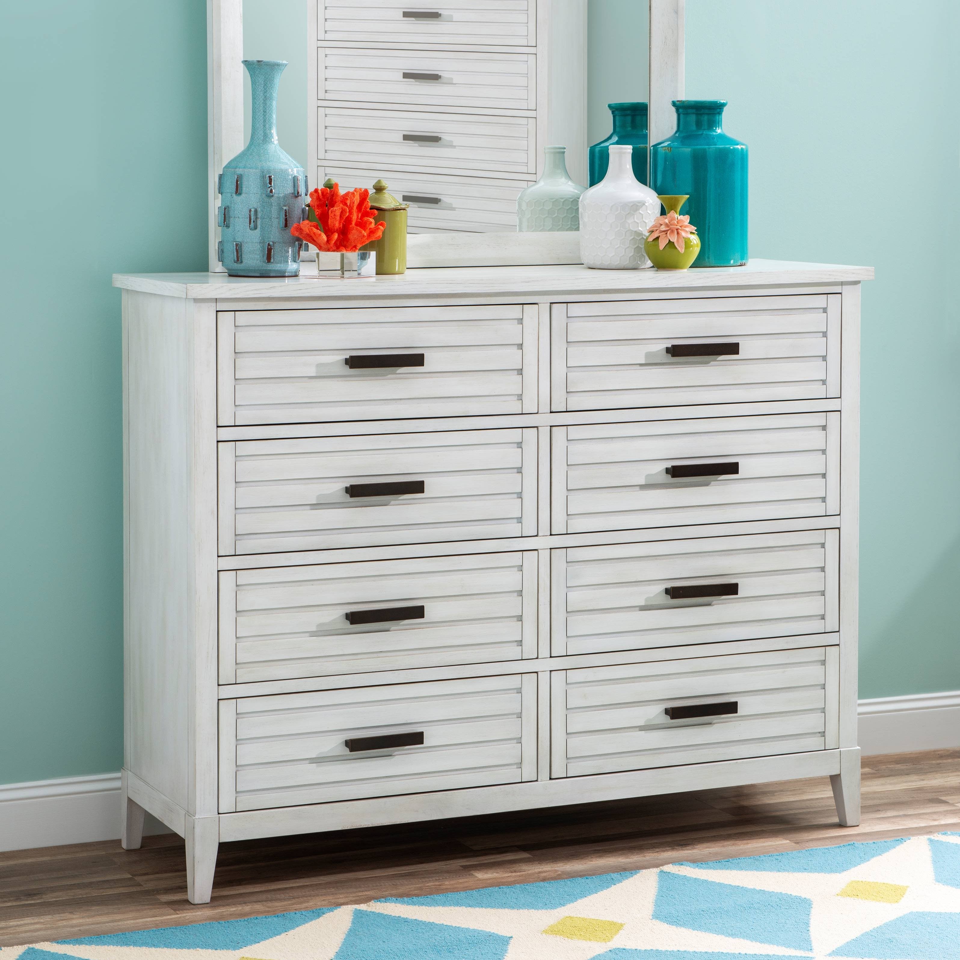 Coastal White 8 Drawer 58 Dresser