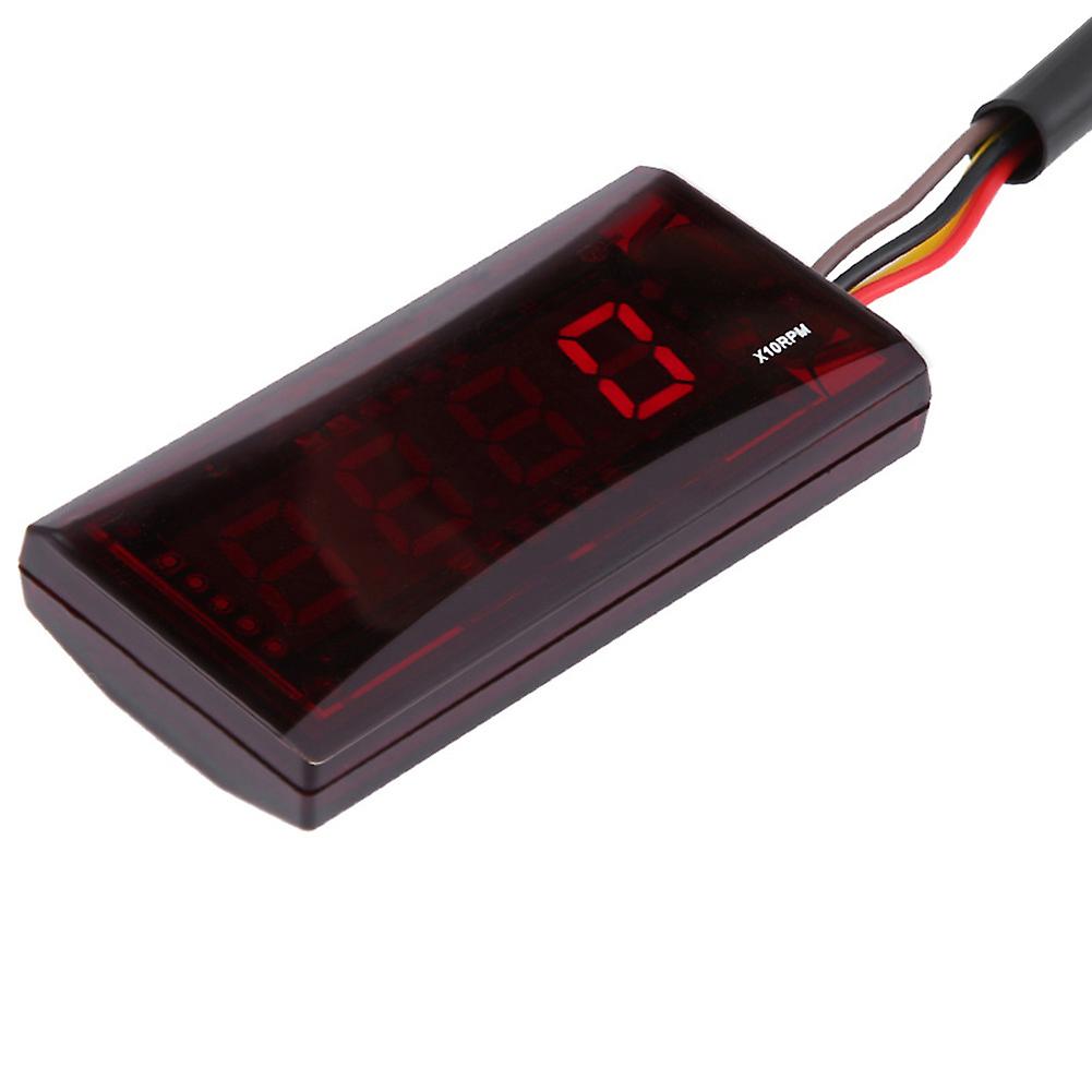 Motorcycle Led Digital Tachometer Speed Meter Dc 8-18v Red Backlight For Honda Yamaha Kawasaki