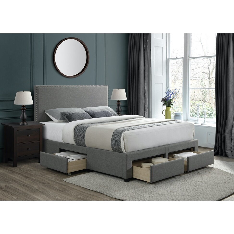 Lucas Modern Upholstered Platform Storage Bed   King or Queen