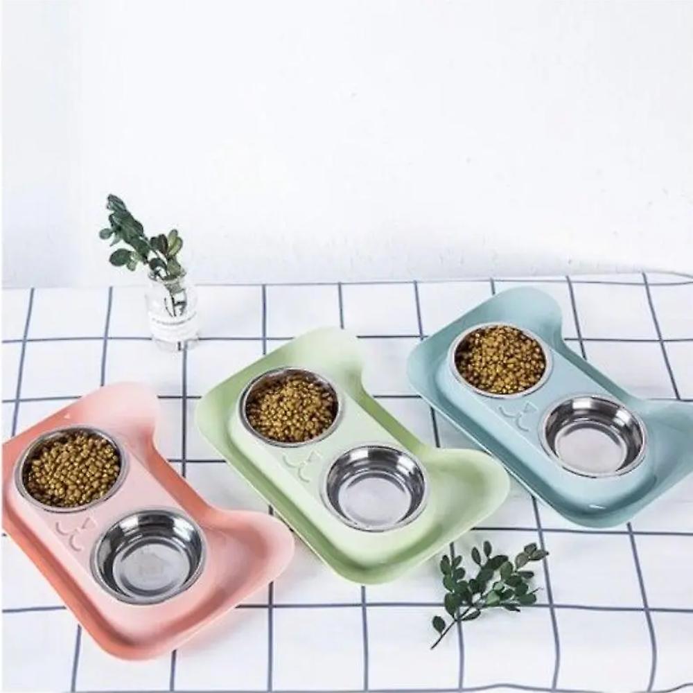 Leehurdouble Dog Bowl High Quality Universal Pet Feeder Stainless Steel Cat Supplies Green