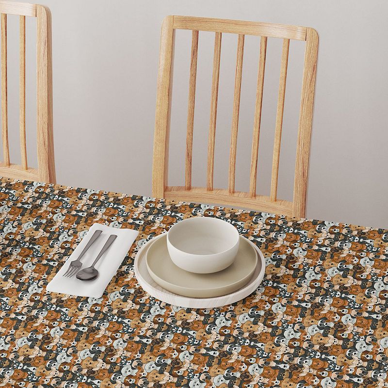 Square Tablecloth， 100% Polyester， 70x70， Cheerful Dogs