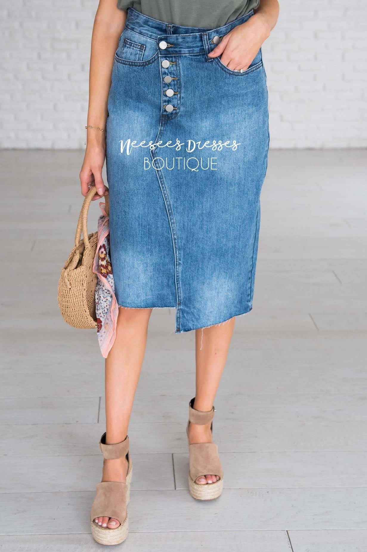 Pretty In Denim Asymmetrical Skirt