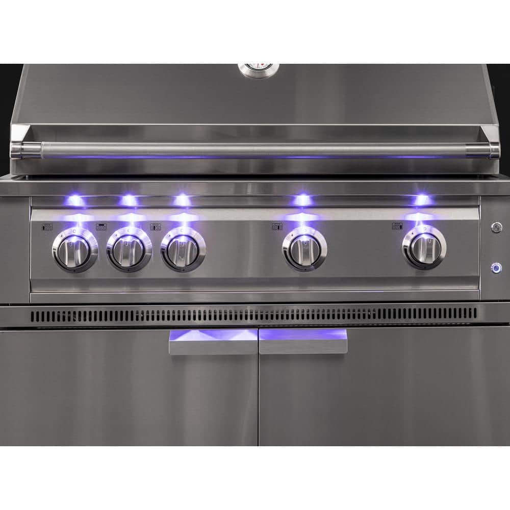 NewAge Products Outdoor Kitchen 5-Burner Natural Gas Grill in Stainless Steel with Ceramic Trays and Rotisserie Kit, 36 in. 66903