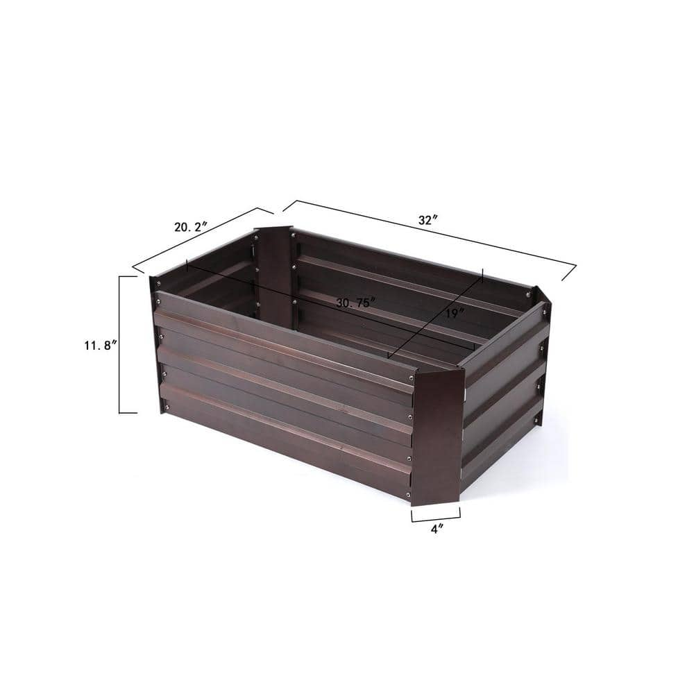 LuxenHome 31.5 in. x 20 in. Metal Rectangular Garden Bed WHPL914