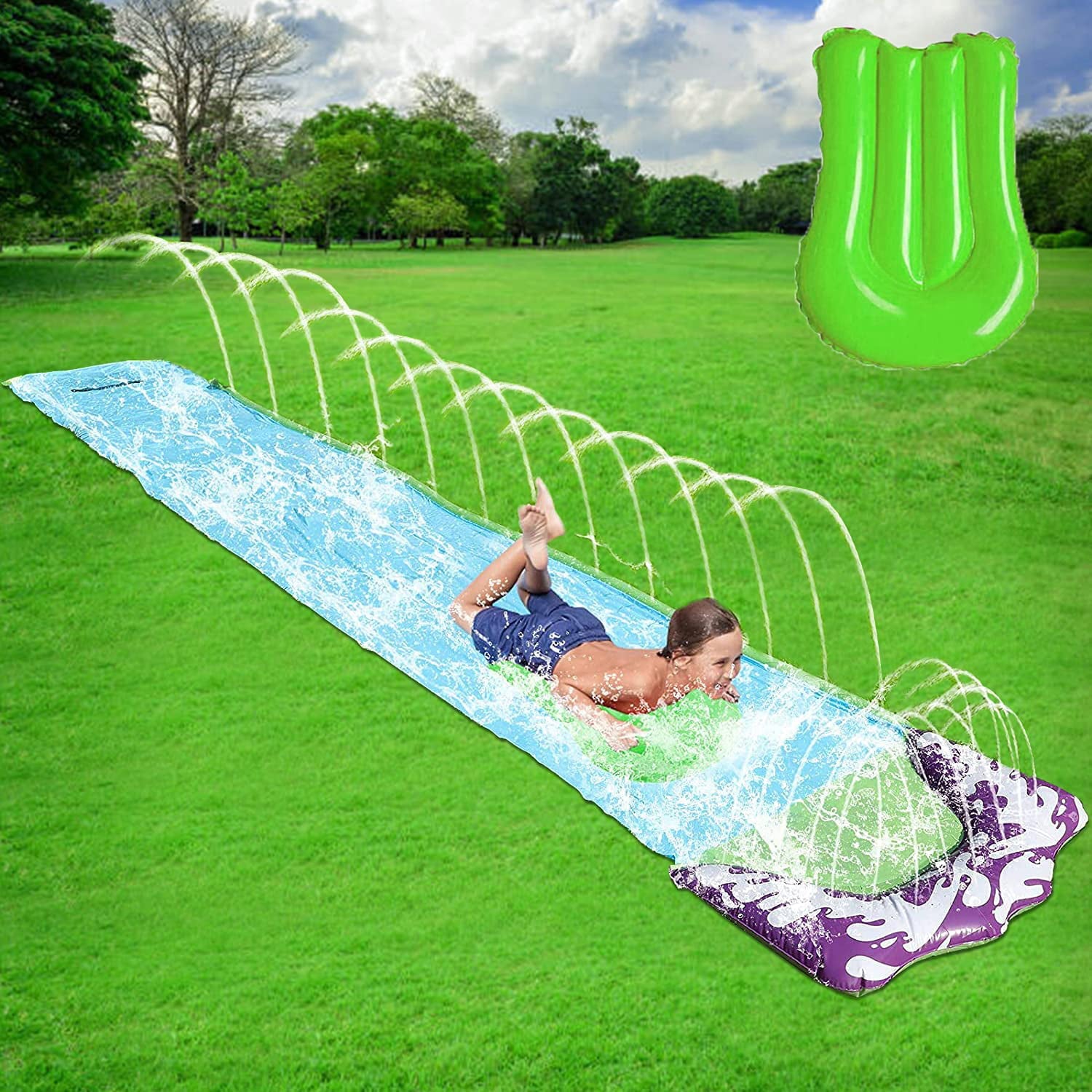 Intera Water Slide for Kids - Lawn Water Slides for Backyard Slip and Slide with Surfboard Garden Water Toy Outdoor Toys Outdoor Games