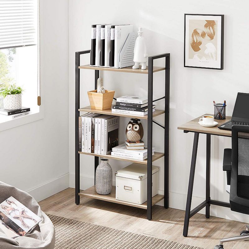 BreeBe 4-Tier Bookcase with Steel Frame