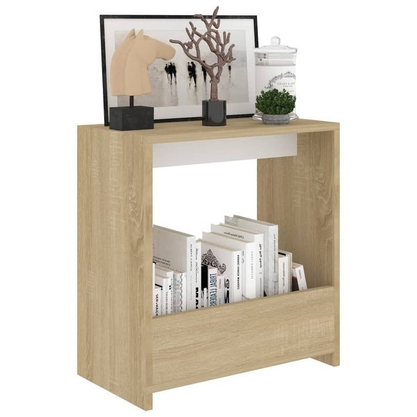 vidaXL Side Table White and Sonoma Oak 20