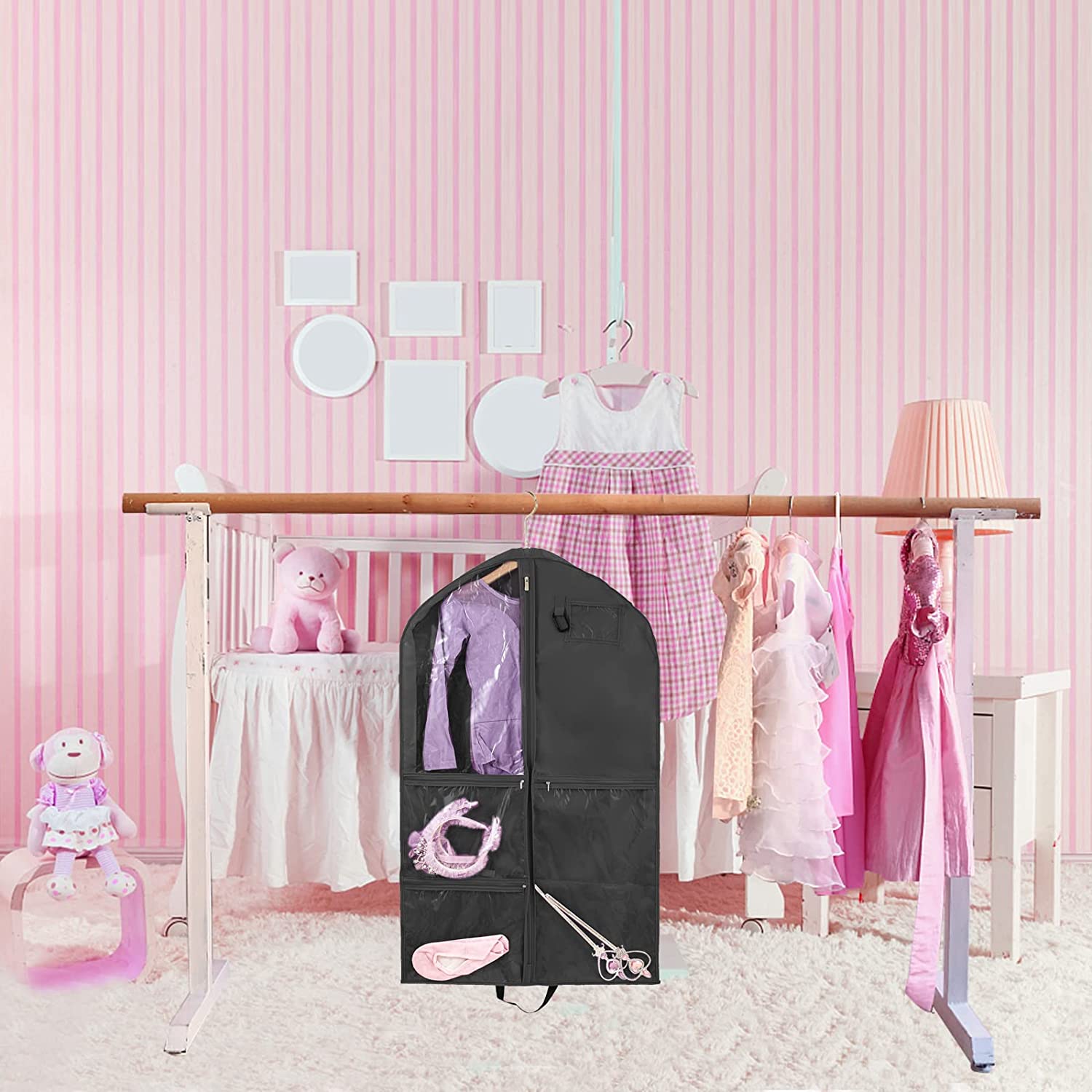 Waterproof Hanging Garment Bag,40 inch Garment Bags for Hanging Clothes,Garment Bags for Travel Storage,Dance Clothes Bag,Kids Garment Bag for Dance Costumes,Sports,Skating,Theatre,Beauty Pageants