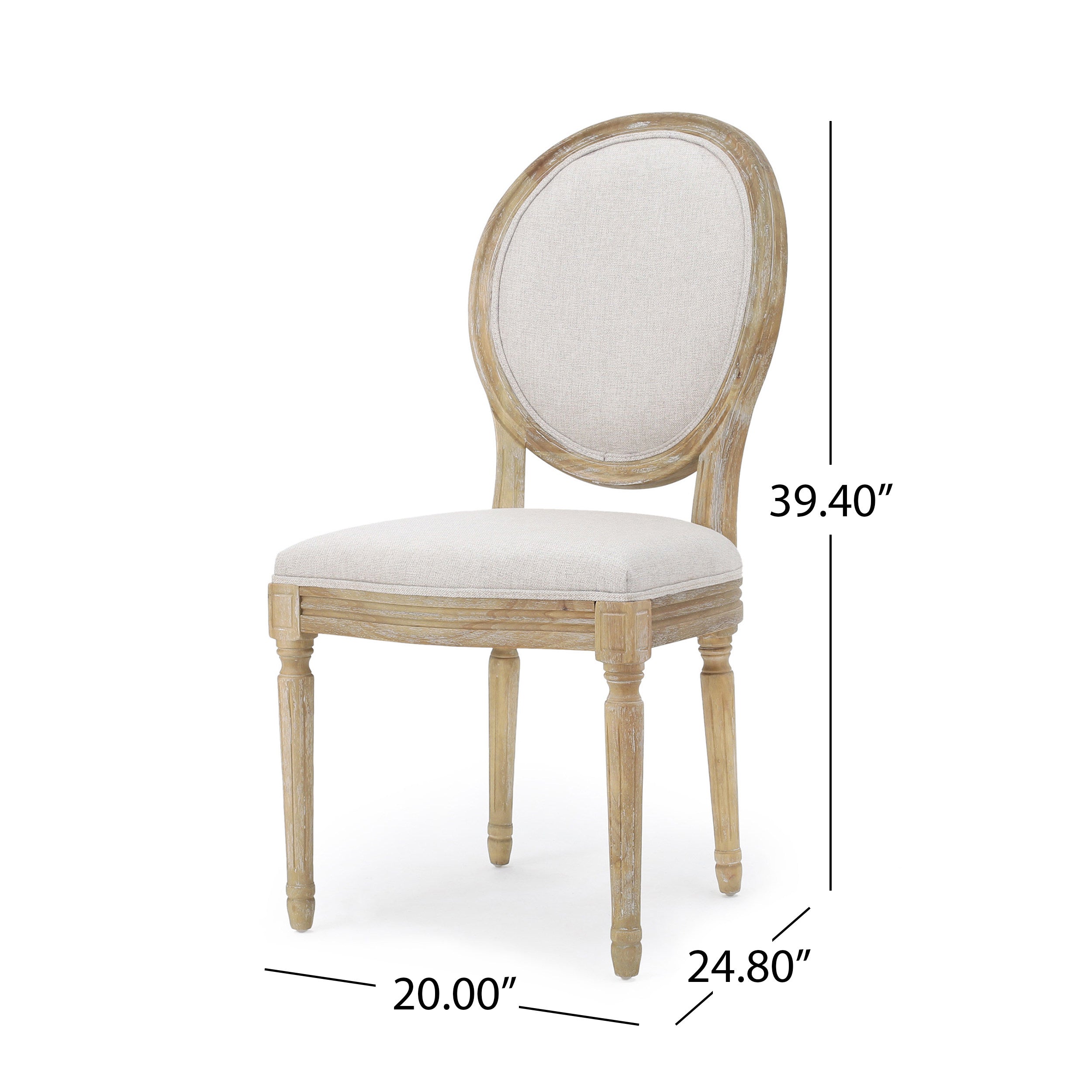 Phinnaeus French Country Fabric Dining Chairs， Set of 2， Beige and Natural