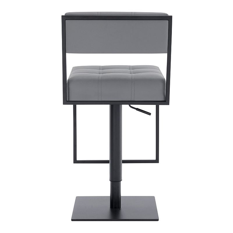 Leatherette Padded Back Barstool with Stalk Support， Gray