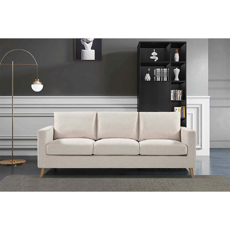 DELLAN 3 Seater Sofa - Light Cream with Natural Oak legs