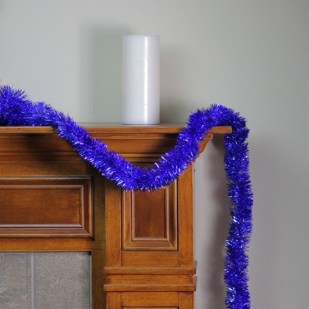 Unlit Lavish Blue Tinsel Christmas Garland