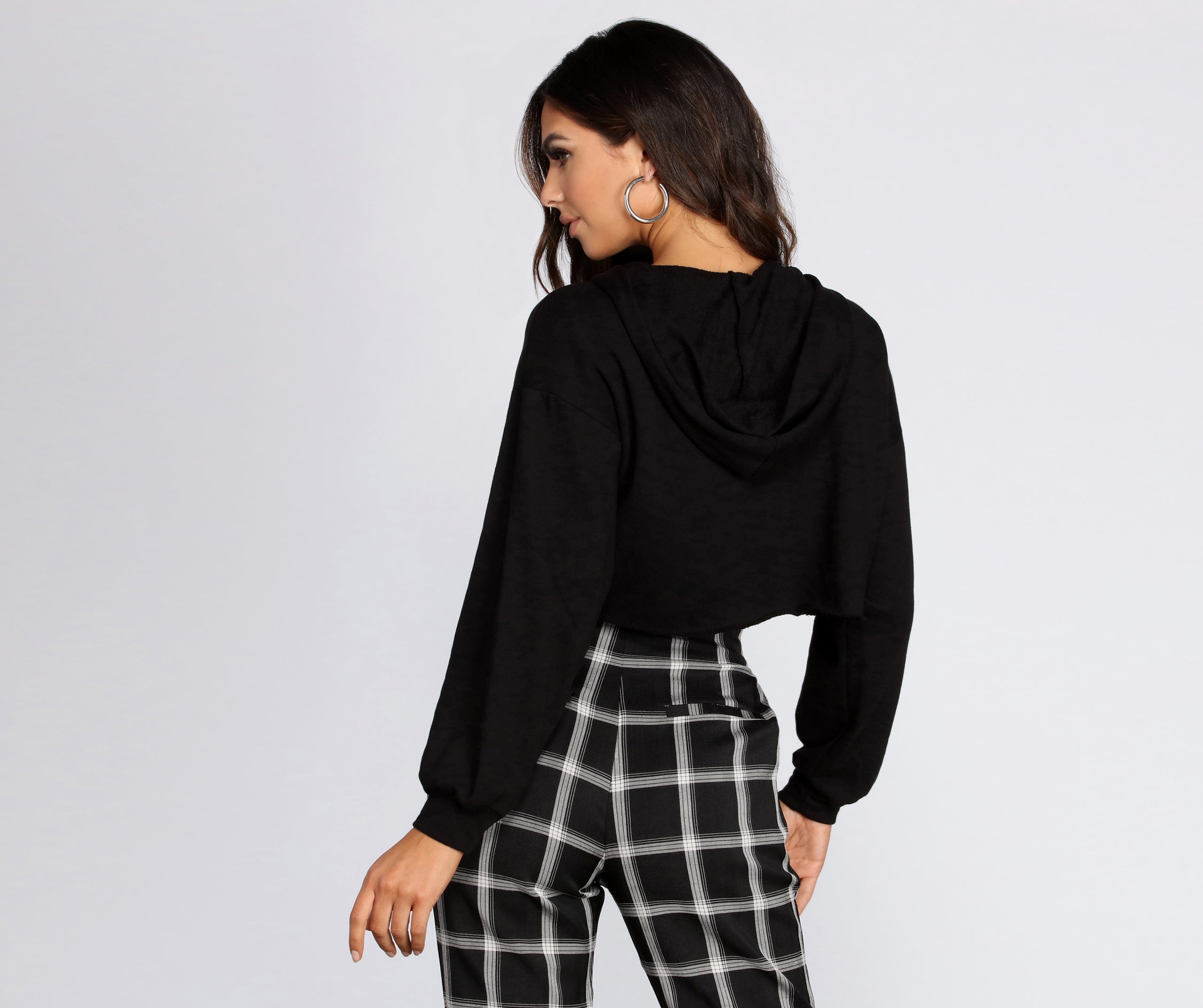 Cozy Lace Up Cropped Hoodie