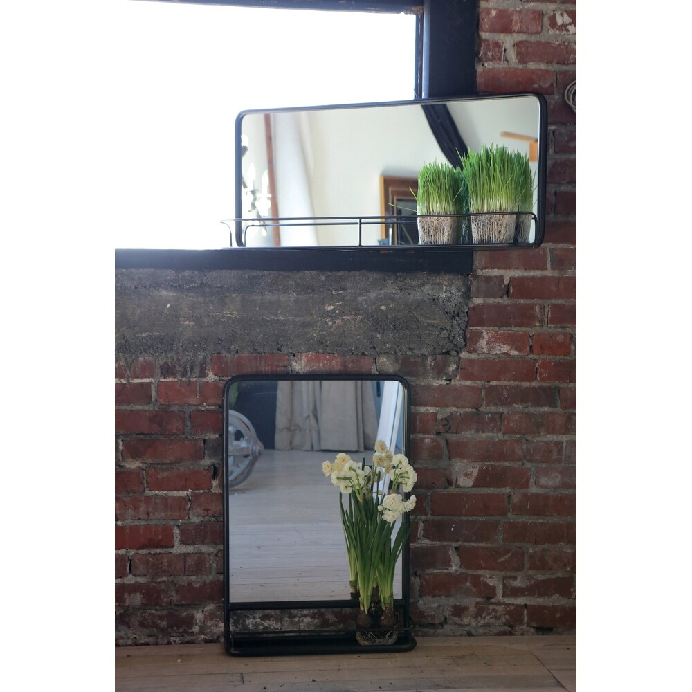 Metal Framed Wall Mirror with Shelf