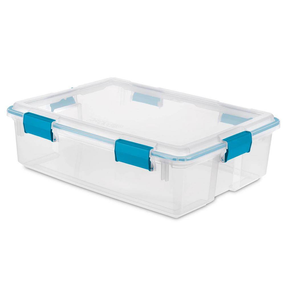 Sterilite 37 Qt. Thin Latched Gasket Plastic Storage Bin Tote in Clear (16-Pack) 16 x 19314304