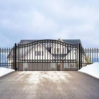 ALEKO Paris Style 14 ft. x 6 ft. Black Steel Single Swing Driveway Fence Gate DG14PARSSW-HD