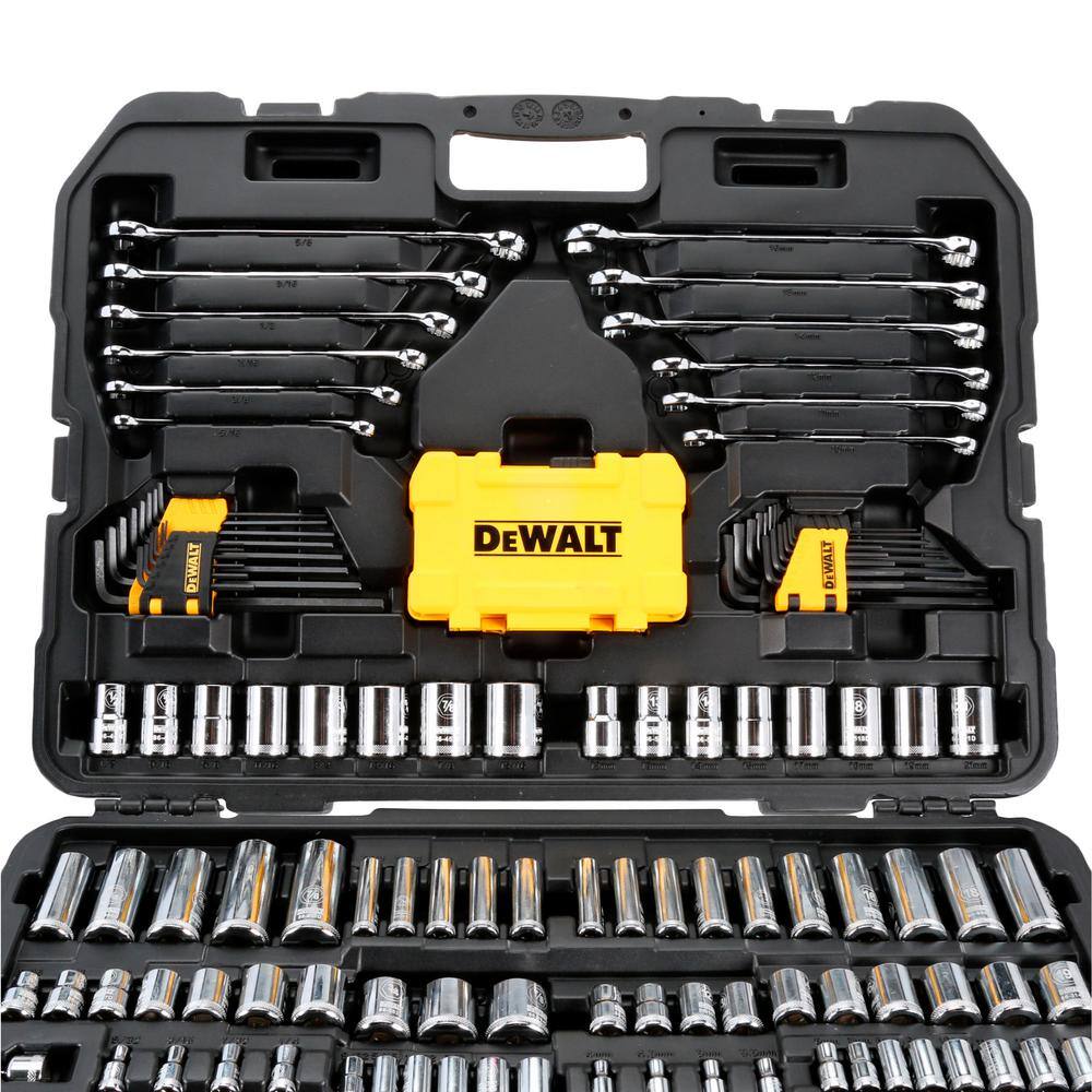 DEWALT 1/4 in.， 3/8 in. and ½ in. Drive Polished Chrome Mechanics Tool Set (168-Piece)