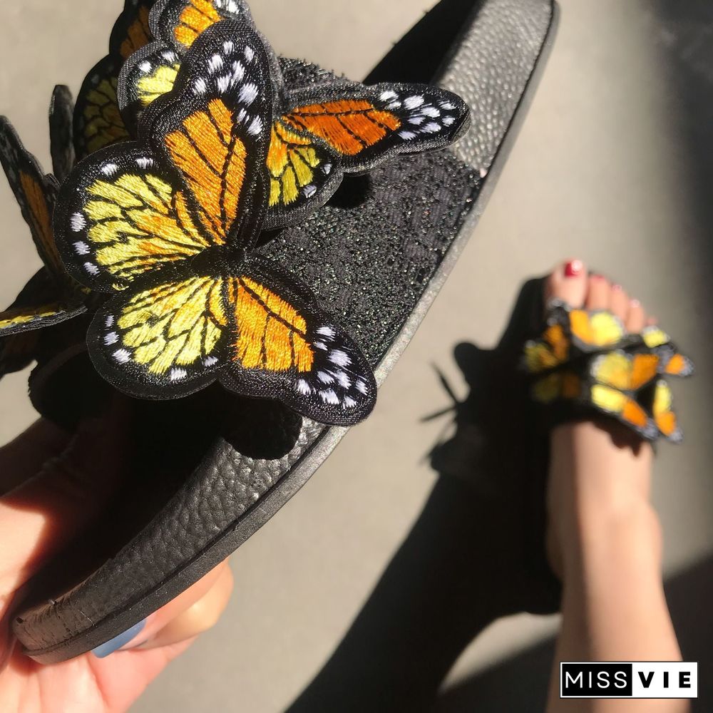 Chic Butterfly Decorated Slipper