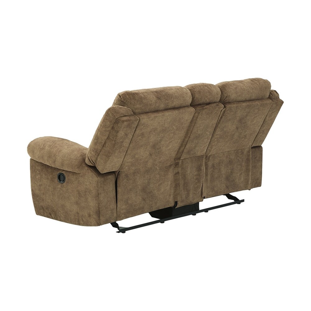 Huddle Up Contemporary Double Rec Loveseat w/Console  Moss