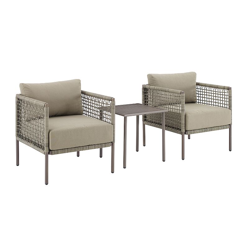 Crosley Cali Bay Patio Wicker Arm Chair and End Table 3-piece Set