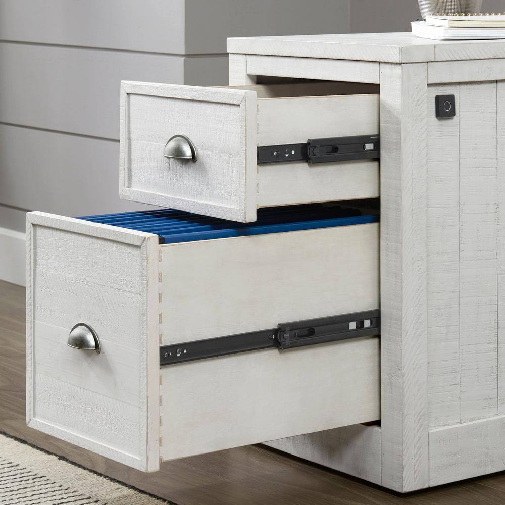 Martin Svensson Home Monterey White Stain File Cabinet with 2-Drawers and Fingerprint Lock 7908909