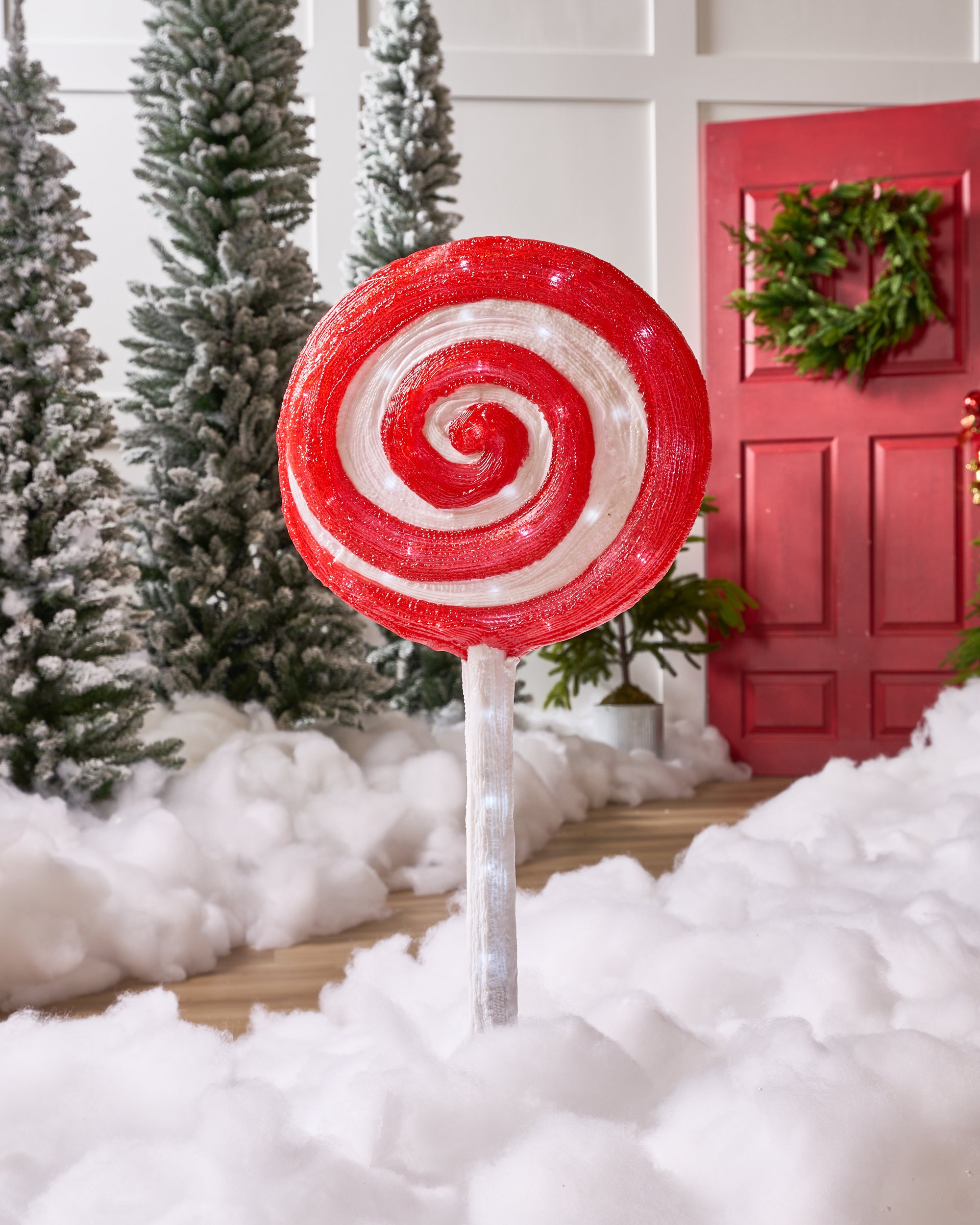 2.5 FT Red Lollipop Swirl Acrylic Outdoor 60LED