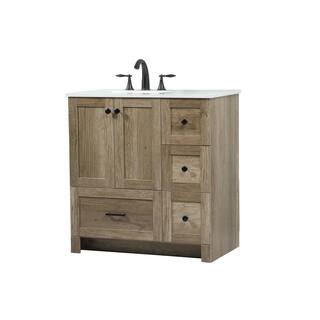 Timeless Home 32 in. W x 19 in. D x 34 in. H Bath Vanity in Natural Oak with Ivory White Quartz Top TH5664NT