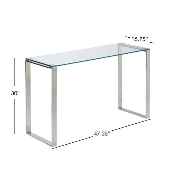 Gem Modern Tempered Glass and Stainless Steel Console Table (3 Size Options)