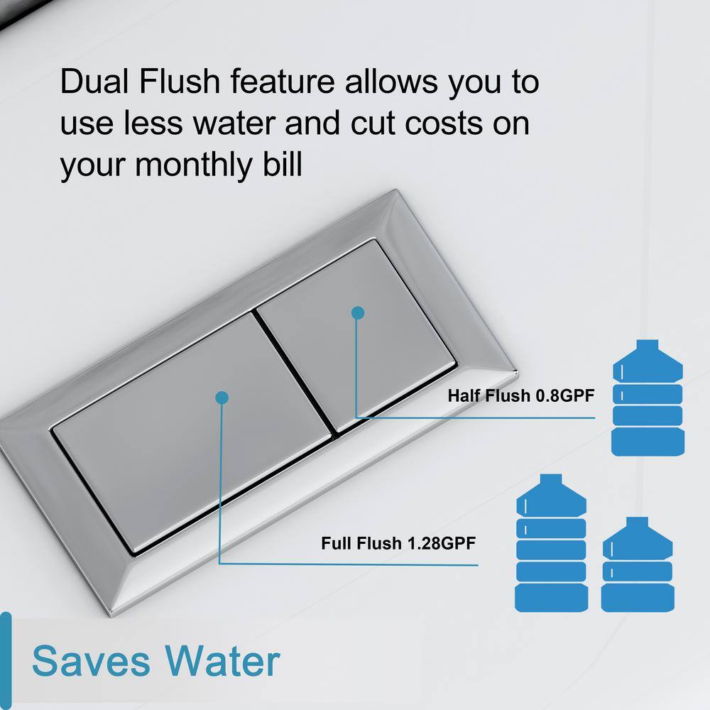 Hanikes One-Piece 1.11.6 GPF High Efficiency Dual Flush Square Toilet in White Soft Close Seat Included AR413F