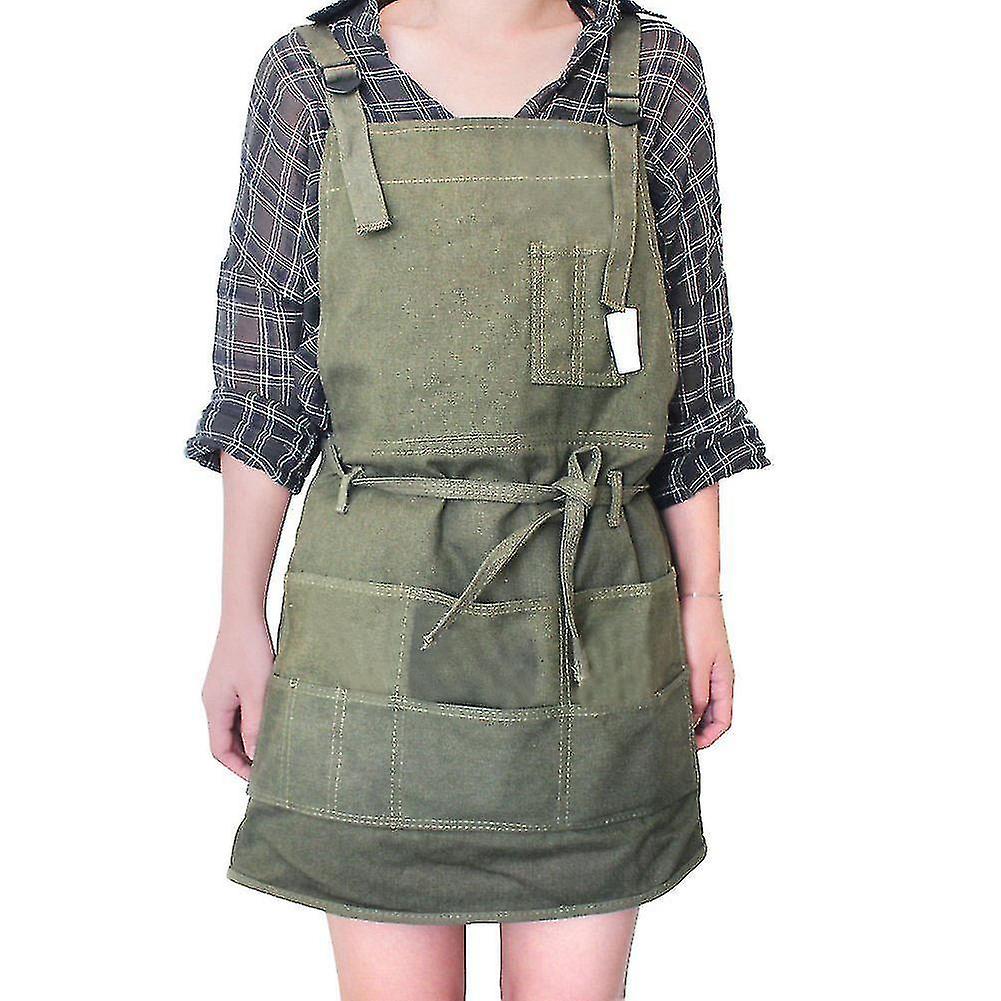 Apron With Pockets Painting Apron Painter Adjustable Neck Strap Waist Ties Gardening Waxed For Wom