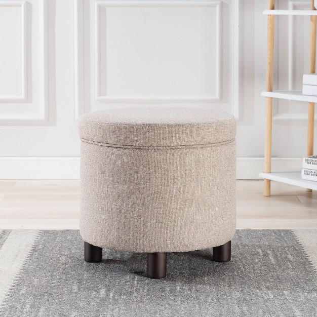 Round Storage Ottoman With Lift Off Lid Wovenbyrd