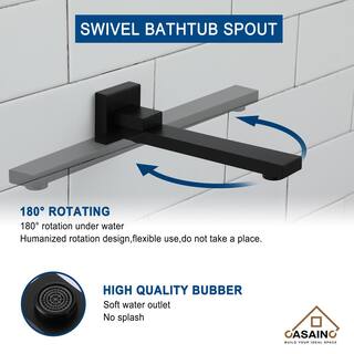 CASAINC 1-Handle 1-Spray Pattern 10 in. Wall Mount Shower Set Shower Head Tub and Shower Faucet Matte Black (Valve Included) DB-W93103H-10