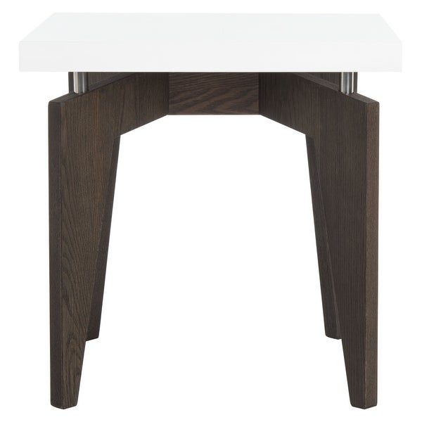 SAFAVIEH Mid-Century Modern Josef White/ Dark Brown Lacquer End Table - 19.6