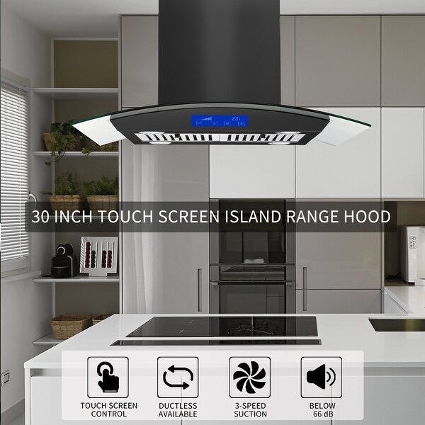 30 in. 700 CFM Ducted Wall Mounted Range Hood in Black with 4 LED Lights